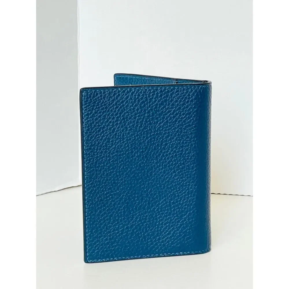 Coach Deep Teal Leather Passport Wallet with Yellow Car Graphic